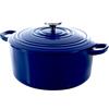 BK Pentola in Ghisa con Coperchio, Forno Olandese con Rivestimento Smaltato, Adatto all'Induzione, Forno e Lavastoviglie, 28 cm/6,7 L, Blu Scuro