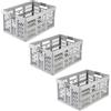keeeper ben 3x contenitori pieghevoli professionali robusti con manici soft-touch, 45 l, Portata fino a 50 kg, Robusti e leggeri, 54 x 37 x 28 cm, Grigio (Nordic Grey)
