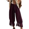 HOLAIMOI Pantaloni Bloomer Donna con Bordo in Pizzo,Vittoriani con Balze da Camiere - Pantaloni Stile Vittoriano & Y2K con Vita Elastica, Comodi per la Casa