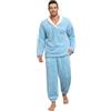 TOMEEK Pijama Hombre Invierno Largo Pijama Cálido Pantalones de Pijamas Hombre Conjunto de 2 Piezas Felpa Ropa de estar por Casa Regalo