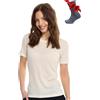 Merino.tech Maglietta Lana Donna Merino Termica Manica Corta + Calzini (Creamy White Crewneck, S)