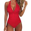 Generic Costume da bagno intero aderente da donna, con schiena scoperta, incrociato, bloccante