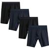 Nuofengkudu Uomo Pacco da 4 Lunghi Boxer Aderenti Senza Cuciture Mutande Elasticizzato Cotone Traspirante Underwear Sportivi Slip(2 Blu/2 Nero,3XL)