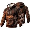 Generic Felpa con Cappuccio da Uomo in Stile Western con Stampa Grafica, Stile cowb