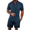 WAZHAKU Pigiama da uomo trasparente in rete, pigiama corto, sexy, da notte, con bottoni, a maniche corte, camicia, boxer estivi, per il tempo libero, confortevole, tuta sportiva traspirante