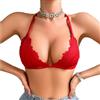 Cotorance Reggiseno da donna in pizzo senza ferretto, sfoderato, scollo a V, comodo chiusura frontale, bralette a triangolo, Rosso, L
