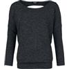 Rock Rebel by EMP Donna Maglia a Maniche Lunghe Nera con Effetto Maglia XXL