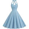 Hanraz Rockabilly, abito da donna a pois, lunghezza al ginocchio, estivo, estivo, stile retrò, anni '50, C-azzurro, S