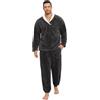 TOMEEK Pijama Hombre Invierno Largo Pijama Cálido Pantalones de Pijamas Hombre Conjunto de 2 Piezas Felpa Ropa de estar por Casa Regalo