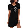 Marvmys Camicia da Notte Donna Cotone Maniche Corte Abbigliamento Donna Camicia da Notte Stampata Dell'Amore Confortevole Pigiama a Girocollo S-3XL