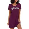 Marvmys Camicia da Notte Donna Cotone Maniche Corte Abbigliamento Donna Camicia da Notte Stampata Dell'Amore Confortevole Pigiama a Girocollo S-3XL