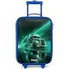 NoBoringSuitcases.com NoBoringSuitcases© Valigia Blu Per Bambini Compatto Bagaglio Ultraleggero | 48x31x19 cm - Bagagli Rigidi LED Ruote Valigie Neonato Bimbi - Ragazzo - Camion - Città - Verde - Neon