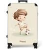 NoBoringSuitcases.com NoBoringSuitcases© Valigia Grande Bambini Trolley Da Stiva Viaggio Rigido | 77x51.5x28 cm - Leggero 4 Ruote Valigie Per Bimbo Large XL Bagaglio Ragazzo - Calcio - Tonalità marroni