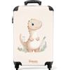 NoBoringSuitcases.com NoBoringSuitcases© Valigia Cabina Bambino Bagaglio Bambini Trolley Viaggio | 55x35x20 cm - Aereo Cabin Size Rigida Leggera Ruote Valigie Bimbo Beige - Dinosauro - Foglie verdi