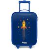 NoBoringSuitcases.com NoBoringSuitcases© Valigia Blu Per Bambini Compatto Bagaglio Ultraleggero | 48x31x19 cm - Bagagli Rigidi LED Ruote Valigie Neonato Bimbi - Ragazzo - Razzo - Pianeti - Stelle