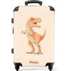 NoBoringSuitcases.com NoBoringSuitcases© Valigia Media Bambini Rigida Trolley Medio Viaggio Aereo | 67x43x25 cm - 4 Ruote Valigie Leggere Bimbo Valigetta Trolly Dimensioni M T-rex - Dino - Colori arancioni