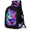 WECECE Zainetti Colourful Cat Ragazze 10 Anni Zaino per Computer Animal Kitten Ragazzo Classe 2 Borsa Scolastica, Resistente Leggero Tempo Libero Sport School Bag