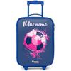 NoBoringSuitcases.com NoBoringSuitcases© Valigia Blu Per Bambini Personalizzato Con Un Nome | 48x31x19 cm - Bagaglio Ultraleggero Trolley A Mano Rigidi LED Ruote Valigie Bimbi - Ragazzo - Vibrazioni calcistiche - Rosa