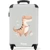 NoBoringSuitcases.com NoBoringSuitcases© Valigia Cabina Bambino Trolley Bambini Da Viaggio | 55x35x20 cm - Bagaglio A Mano Valigie Per Carry On Leggere Aereo Ruote Dino - Beige - Colori grigi