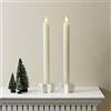 Lights4fun Set di 4 candele da tavola a LED, in vera cera, 25 cm, colore crema