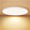 OUILA Plafoniera LED Soffitto Rotonda Piatta Plafoniera LED 24 W 3000 K 2400 LM IP44 Lampada da Bagno Impermeabile, Lampada da Cucina Lampada da Soffitto Bianco Caldo per Cucina Bagno, Diametro 30cm