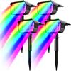 nipify 4 Pezzi Faretti Solari da Giardino con Sensore di Movimento, [7 Modes/RGB ] Lampade da Giardino Potenti Impermeabile Luci Solari Esterno Energia per Cortile Vialetto