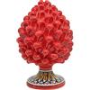 Sicilia Bedda - Pigna Siciliana con Piede Decorato - Modello Maioliche - Ceramica di Caltagirone (Altezza 22 x 13, Rosso)