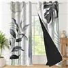 Uiiooazy Tende Oscuranti Nero, Tende Oscurante Tropicale Boho Chic Astratta Foglie di Palma Gigungla Tenda Termiche Isolanti con Occhiello per Interni Soggiorno Camara da Letto, Set di 2, 140x200cm
