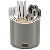 WELLHAUS Scolaposate - Scolaposate, organizer da cucina compatto per lavello, portaposate ovale per coltelli, forchette e cucchiai, 19 x 12 cm, grigio