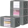Gentpovth 4 Pezzi 90L Scatole per Vestiti, Scatoloni per Vestiti con Manico, Organizer Sotto letto Con Finestra di Osservazione, Armadio Contenitori per Armadio Salvaspazio, per Biancheria da Letto