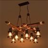 FUMIMID E27 Lampada A Sospensione Antica Lampadario Vintage Industriale Retro Legno Metallo Paralume Vetro Altezza Regolabile Plafoniera Nera Sala Da Pranzo Soggiorno Cucina Caffè (8 Teste)