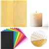 Dfuqanb Set di fogli cera d'api,12 diversi colori (14 x 7,5 cm), piastre di cera d'api per Candele, Piastrine di Cera per Candele, con 3 Adesivi Oro, per Decorare Candele di Battesimo