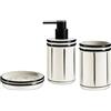 Lunaicorn Set da bagno da 3 pezzi composto da dispenser per sapone, portasapone e portaspazzolino, dipinto a mano, linea nera, in ceramica, set da 3 pezzi