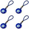 BAUCH Ciondolo Occhio Turco Evil Eye, Confezione da 4, 4cm, in resina artigianale, con cordone blu - Talisma contro il malocchio, portafortuna per auto, casa e regalo