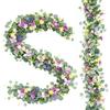 Xionghonglong 2 Pezzi Ghirlanda Artificiali Eucalipto con Farfalle & Fiori 1,8m, Artificiali Eucalipt Fiori per Decorazione Primaverile, Matrimonio, Centrotavola, Casa, Parete e Scala