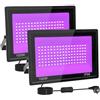 Tkdaksy 2 Pezzi 100W Faretto UV LED, IP66 Impermeabile Luce Nera UV, 395-400nm LED Luce Nera, Lampada uv Con Interruttore per Halloween, Pittura Del Corpo, Poster Fluorescente, Bar, Acquario, Festa Al Neon