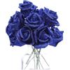Whakano 20 rose artificiali glitterate, fiori artificiali, rose a gambo lungo, per festa della mamma, feste, matrimoni, interni ed esterni, cucina, ufficio, caffè, decorazione per la casa, blu