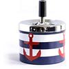 Anjing Posacenere filante con coperchio Push Down in acciaio inox con vassoio per cenere per uso interno o esterno, blu navy