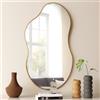SHYFOY Asimmetrico Specchio da parete | Oggetto Decorativo Per Pareti | Ideale come oggetto decorativo in soggiorno, bagno, ingresso, specchio per il trucco | 91 x 50 cm | Ottone Antico