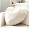 Wapasezyar Cuscino a forma di cuore, morbido, a forma di cuore, per la cameretta dei bambini, per San Valentino o festa della mamma, regalo romantico per compleanno, per divano, letto e viaggi (bianco)