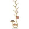 SCGSJZH Appendiabiti da Terra in Metallo con 8 Ganci e Base in Marmo (oro) | Attaccapanni a Forma ad Albero, con 2 Scaffalature per Pallet, Altezza 170 cm - per Camera da Letto e Ingresso