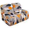 Jaotto Copridivano Relax 2 Posti Reclinabile, Fodere Copripoltrona 1 Posto Relax Universale con Tasche, 6-Pezzi Copridivano Fantasia Lavabile, Coperture per Divano da Massaggio,Geometria Arancione