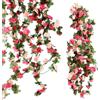 EUWLY 8 rampicanti artificiali con rose rampicanti, 2,5 m, con 45 fiori per vite, ghirlanda di rose artificiali, decorazione per matrimoni, soggiorno, festa di nozze (rosa)
