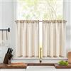 TOPICK Set di 2 tende a strisce per bistrot, 60 x 90 cm (altezza x larghezza), colore tortora e beige