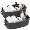 Dexpally 2 Pezzi Cestino Portaoggetti Cestos Porta Oggetti in Corda Cotone 33x15x10 cm per Ripiani e Organizzazione dell'Armadio, Portaoggetti Decorativo per Camera da Letto, Bagno (Grigio Scuro)