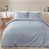 Catherine Lansfield Set copripiumino reversibile super king size in cotone spazzolato a righe blu