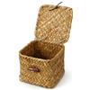 PEOVLVN Mini cestino in vimini di alghe marine, piccolo cestino in vimini con coperchio, piccolo contenitore decorativo, quadrato intrecciato a mano, per mensole, chiavi, gioielli, decorazione per la