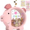 Summidate Salvadanaio in legno personalizzato per ragazzi ragazze bambini grandi banconote infrangibili cambio moneta barattolo risparmio di denaro regalo decorazione (pink-piggybank-fba, L)