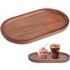 Hontaog Vassoio in Legno di Acacia 19x10.5 cm - Vassoio Portatutto Ovale in Legno Massello - Vassoio per Colazione Rustico - Organizer per Cosmetici e Gioielli - Vassoio Decorativo per Casa e Cucina