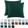 Tifschlaf, set di 2 federe per cuscino da 80 x 80 cm, verde scuro con cerniera lampo in microfibra morbida, 80x80cm, verde, fodera per cuscino